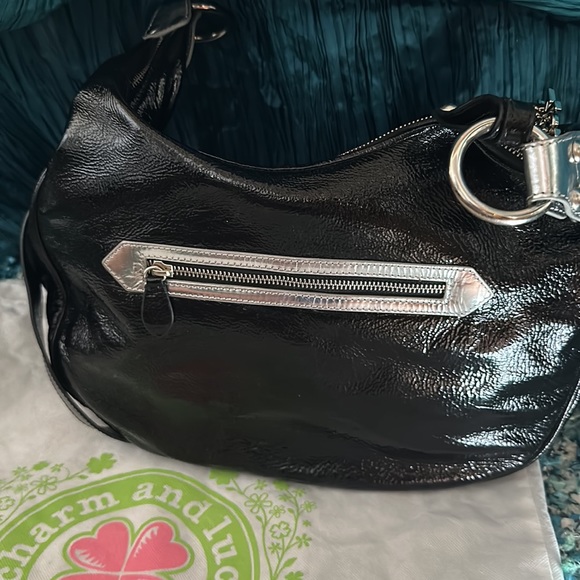 Charm and luck black and silver patent leather with crystals - Picture 4 of 5